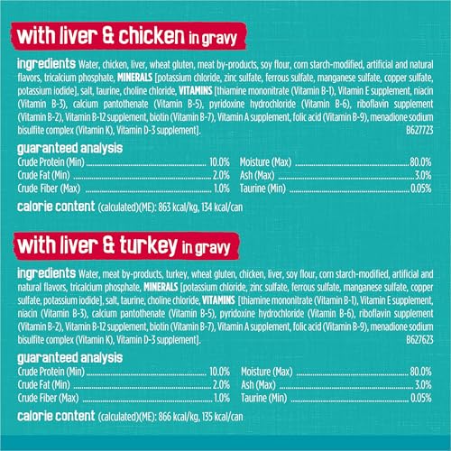 Friskies Purina Tasty Treasures Cat Food, Prime Filets Variety, (12) 5.5 oz | Chicken and tuna, chicken, ocean fish and turkey wet cat food in gravy or sauce, 100% complete & balanced for adult cats