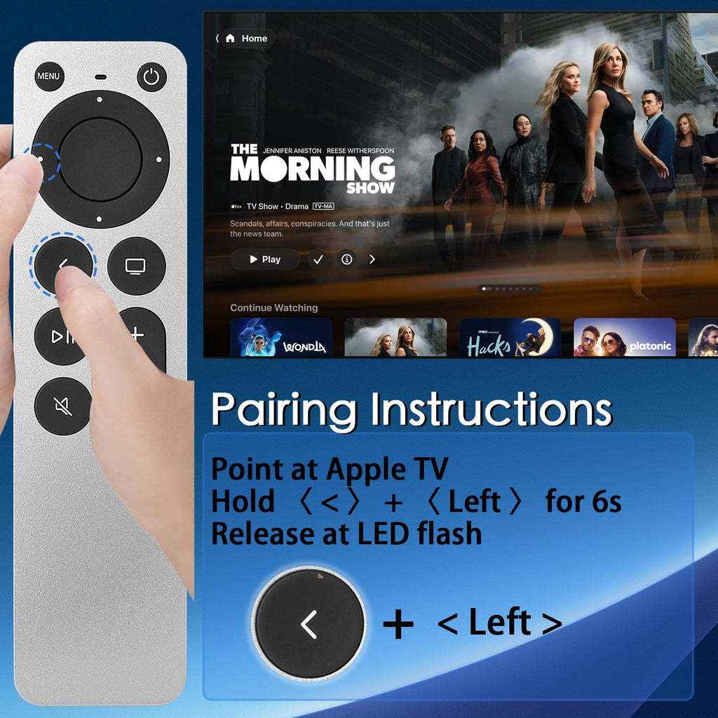 Replacement for Apple TV Remote,for Apple TV HD/4K(1-3Gen),Apple TV Gen 1-3 | Compatible with Apple TV/Apple TV HD/4K A1218 A1378 A1427 A1469 A1625 A1842 A2169 A2737 A2843 with TV Control Function