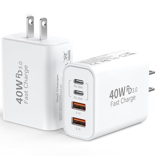 USB C Charger Block 40W USB Type C iPhone 18 Pro Charger Fast Charging Plug | 4-Port iPhone 18 Pro Max Charger Cube Plug, USB Wall Fast Charging Brick Power Adapter for iPhone 18/Duo/17/16/15/14 Pro Max