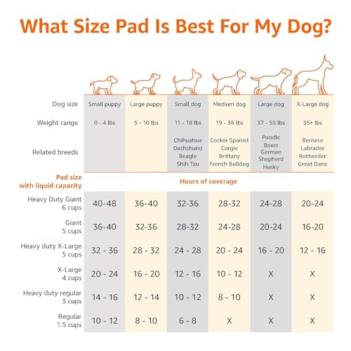 Amazon Basics X-Large Heavy Duty Absorbent Puppy Potty Pads, Leak-Proof, Quick-Dry, Super Absorbent Gel Technology for Dog Training, 28 x 34 Inches, Blue & White, Pack of 50