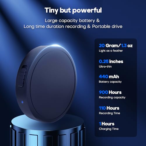 128G (1600 Hour) Magnetic Voice Activated Recorder - Nanezan Recording Device MP3 Records with 70 Hours Battery Time, USB-C Audio Recorder for Work, Lectures, Meetings, Interviews