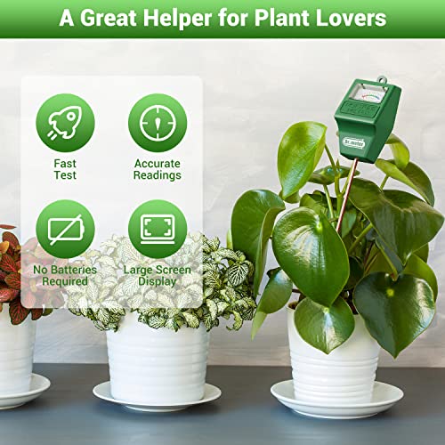 Dr.meter Soil Moisture Meter for Plants, Plant Water Gauge Test Kit | Soil Tester Hygrometer Sensor for Houseplants Garden Lawn Farm,Greenhouse, Gardening Gifts, No Battery Needed