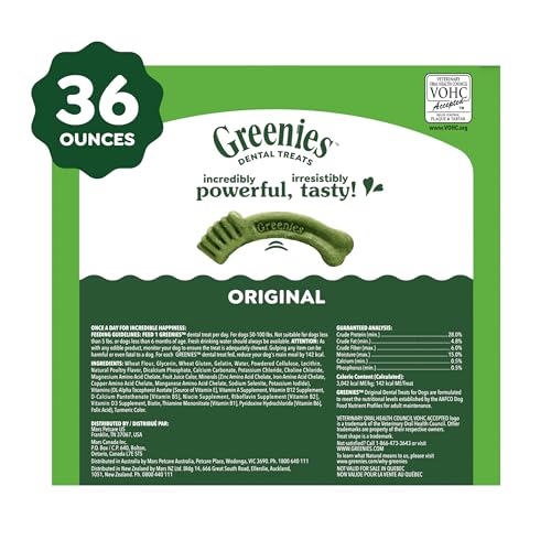 Greenies Large Natural Dental Dog Treats, Original Flavor, 24 Count | Veterinarian-recommended, supports oral health & freshens breath, clean to gumline, for dogs 50-100 lbs, chicken flavor