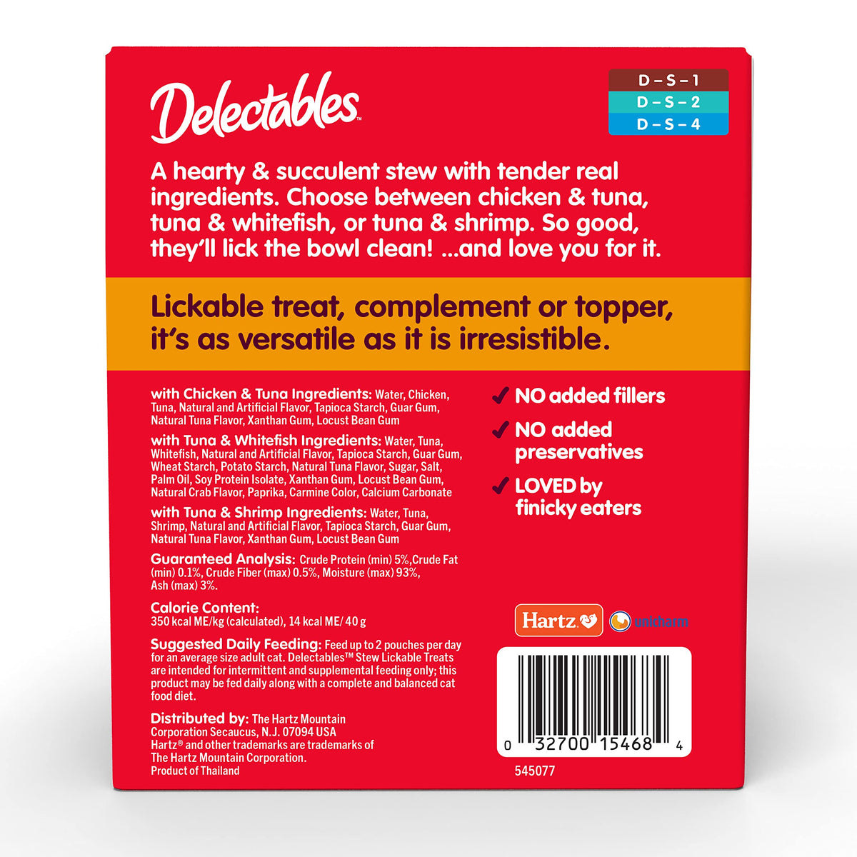 Delectables Lickable Treat Stew Wet Cat Treat Variety Pack, Food Topper, Hydrating, Grain-Free, No Fillers, No By-Products, No Added Preservatives, 1.4oz Pouch, 12ct