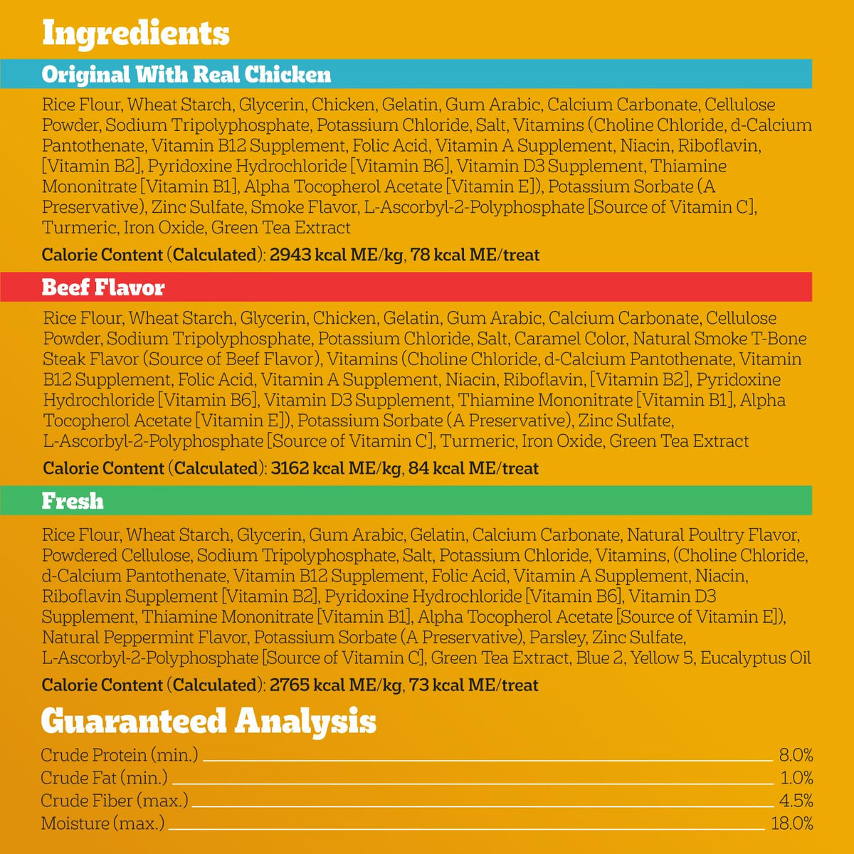 Pedigree Dentastix Large Breed Dental Dog Treats, Variety, 51 Count | Original Chicken, Beef, and Fresh flavors, reduces plaque and tartar buildup, cleans teeth, freshens breath, for dogs 40+ lbs