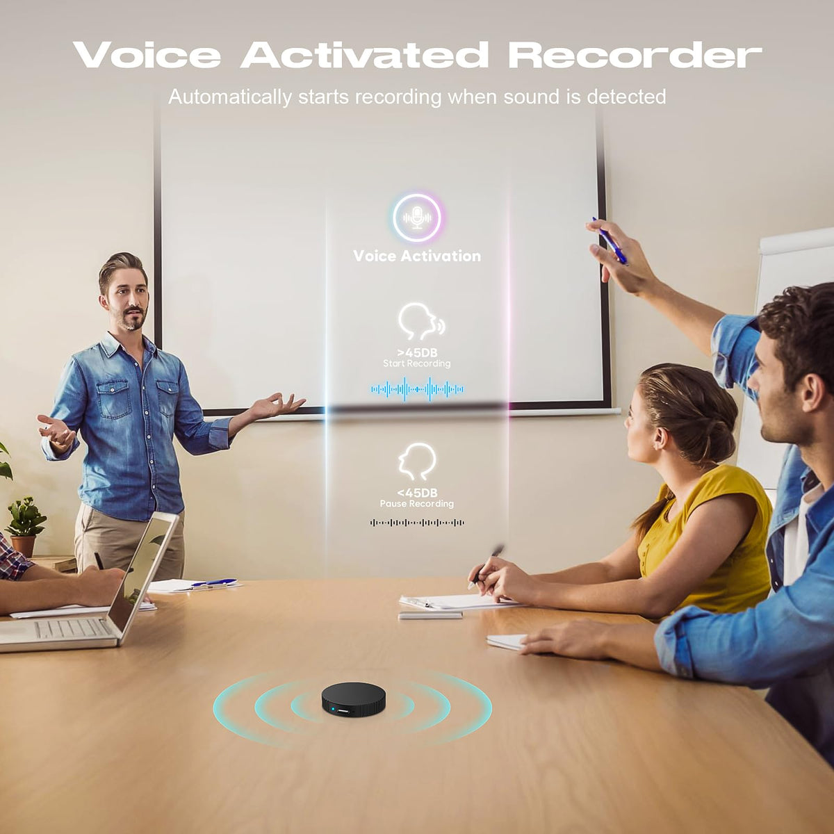 72GB (9800 Hour) Magnetic Voice Activated Recorder Device - Lymorvex Voice Recorder AI-Intelligent Noise Reduction, Portable Audio Recorder for Lectures/Interviews/Meetings