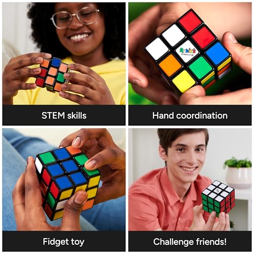 Rubik's Cube The Original 3x3 Puzzle Cube & Brain Teaser Fidget Toy | The World's Best-Known Puzzle, An Iconic STEM Toy That Enhances Spatial Awareness & Algorithmic Thinking Skills, Ages 8+