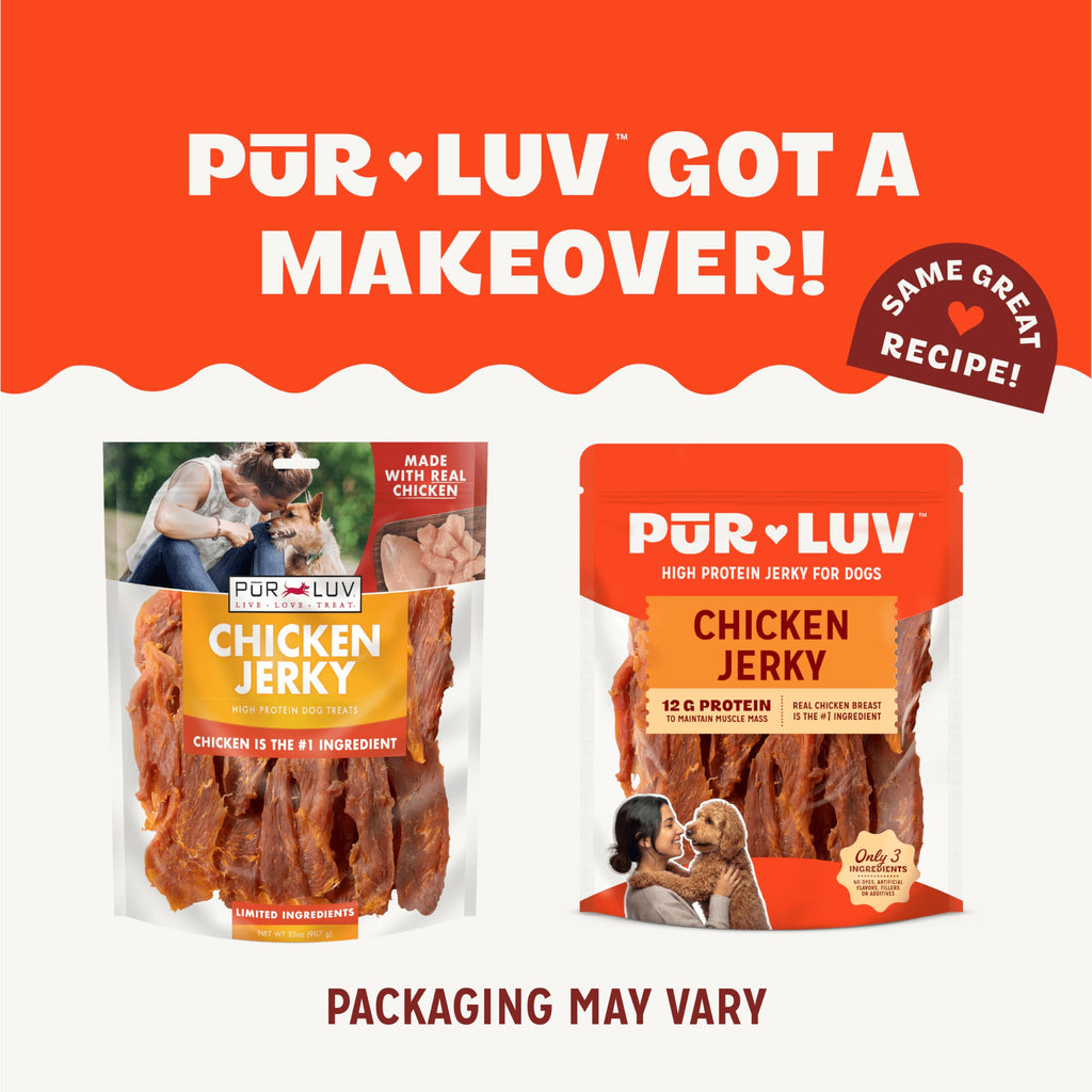 Pur Luv Dog Treats, Chicken Jerky Dog Treat with Real Chicken Breast, 16 oz | High protein and low fat, Limited ingredient recipe, No artificial flavors or preservatives, Satisfies instinct to chew