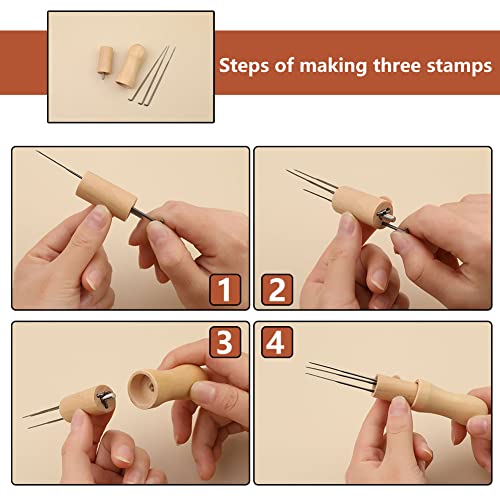 Mayboos 74 Pcs Felting Needles 36/38/40 Gauge Needle Felting Supplies | Needle Felting Tools with 3 Sizes Felting Needles Wooden Handle for Beginner Professional