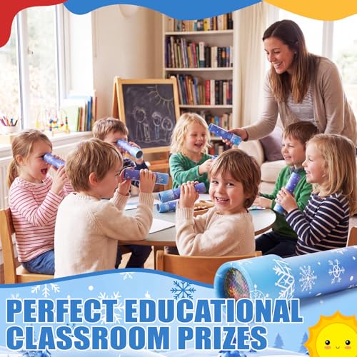RoundFunny 12 Pcs Snowflake Birthday Party Favors Snowflake Kaleidoscopes Nostalgic Toys Educational Toys Goodie Bags Stuffers for Kids Classroom School Return Gifts Carnival Prizes