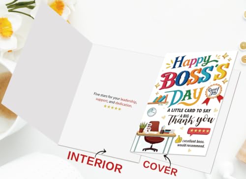 Zyulin Boss Day Card, Happy Boss's Day Card Gifts for Men Women | Thank You Boss Day Card with 5-Star Leader Message, Funny Boss Appreciation Card from Employees