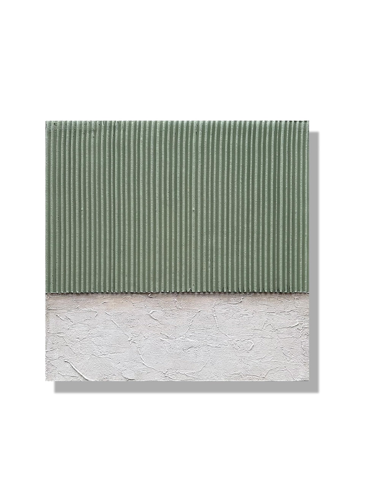 NANKAI Art Hand-Painted White and Green Textured Oil Painting Modern Minimalist Abstract Art. 24x24 inches. Decorative wall Hanging for Home or Office Corridor