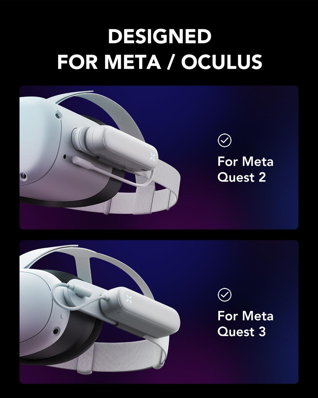 VIYISI Battery Pack for Meta Quest 3/2, 5000mAh VR Charger Accessories | Extended Playtime, Lightweight Power Bank Compatible with Oculus Original & Elite Head Straps, Ideal for Gaming and Travel
