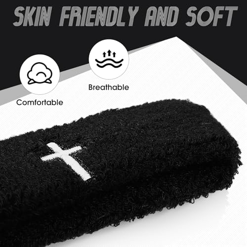 Soulchen Cross Bicep & Wrist Bands Absorbent Sweatband Set | Christian, Breathable Soft Cotton, Wristbands Armbands for Football Baseball Players Sports Accessories, Men and Women