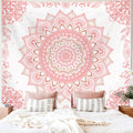 Apdidl Pink Boho Wall Tapestry for Bedroom,Mandala Bohemian Tapestries Girl | Girls Large Light Pink and White Cute Room Wall Hanging, Floral Hippy Flowers Teen Wall Decor Art Aesthetic for Dorm 51"X60"