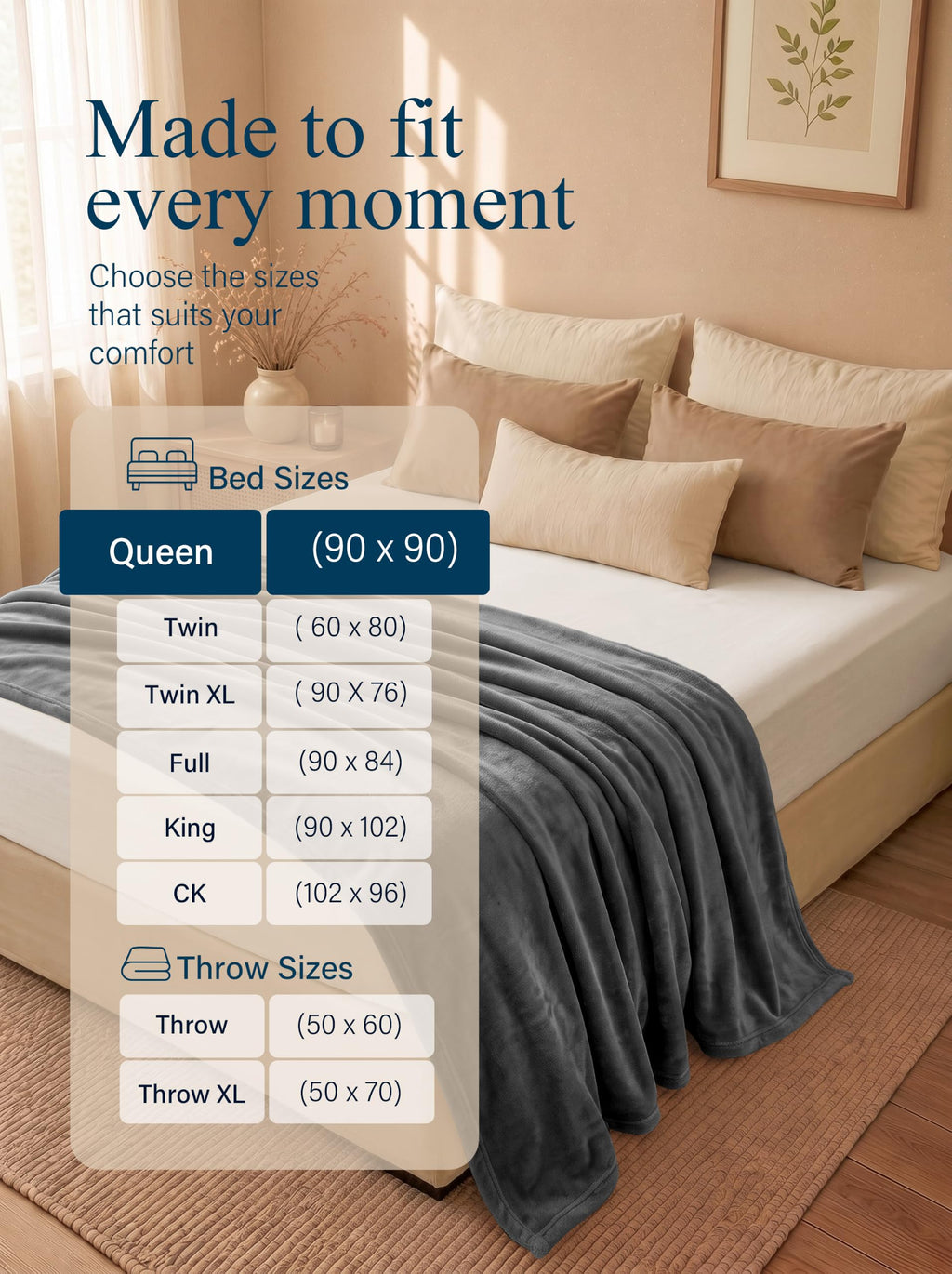 Utopia Bedding Ultra Soft Fleece Bed Blanket Queen Size Grey (90x90 Inches) | Microfiber Plush Warm Lightweight Breathable Cozy Blanket Anti-Static, All Season Use, Gift for Women and Men