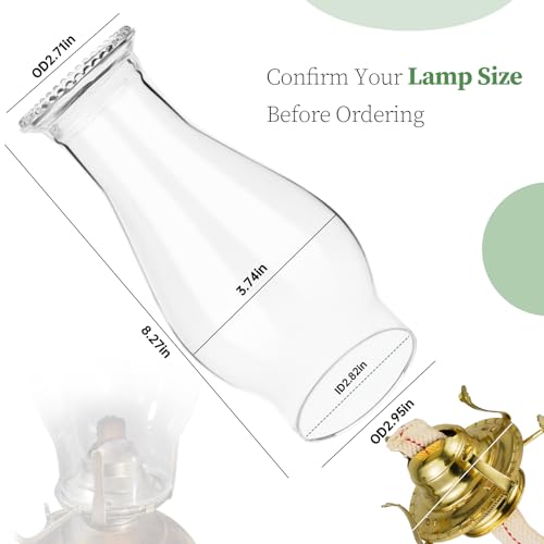 Oil Lamp Chimney Replacement – Clear Hurricane Lamp Glass Shade (Wave Style) for Kerosene Lamps – 3 Inch Base（1 Pack）