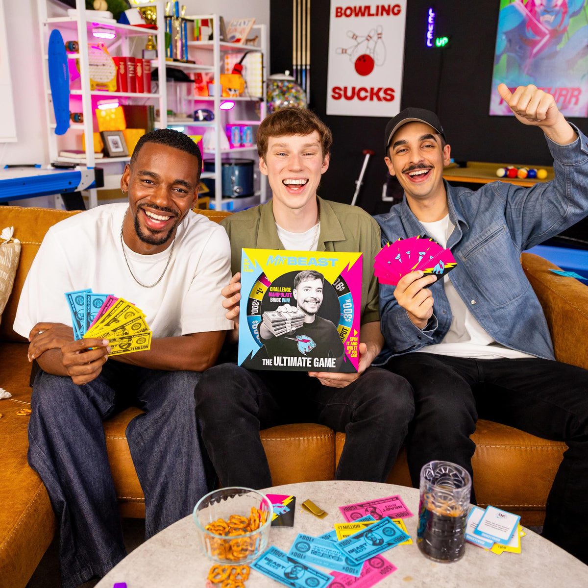 MrBeast Game, The Ultimate Party Game for Friends - Timed Stunts | Spin the wheel, draw Challenge, Duel, Party, or Side Quest cards, group games for adults
