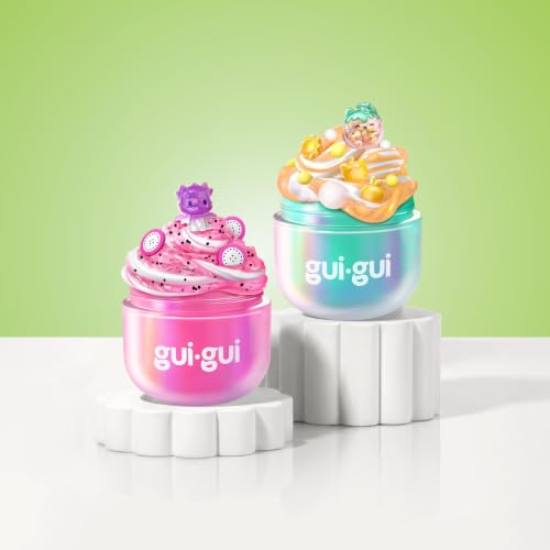 GUI GUI Fruity Glow Slime Kit, Crunch & Gloss Scented Slimes | Includes Gua Sha, Beauty Scoop, charms, booster, and collectible figurine in a slime kit for girls
