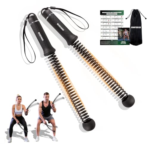 Ropeless Battle Rope for Home Gym, Heavy Duty Portable with Poster | Cordless Battle Ropes with Non-Slip Handle for Wrist Protection, Battle Ropes for HIIT and Low-Impact Aerobic Training