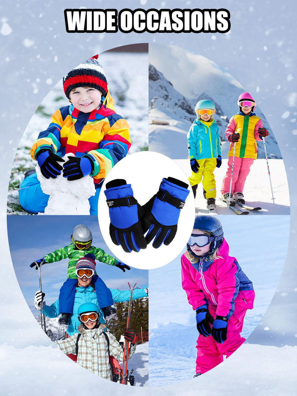 SATINIOR 2 Pair Kids Waterproof Winter Gloves | Waterproof Winter Snow Gloves for Boys Girls, for Winter Outdoor Ski Snowboarding Cold Weather, Warm Cotton Plush Lining