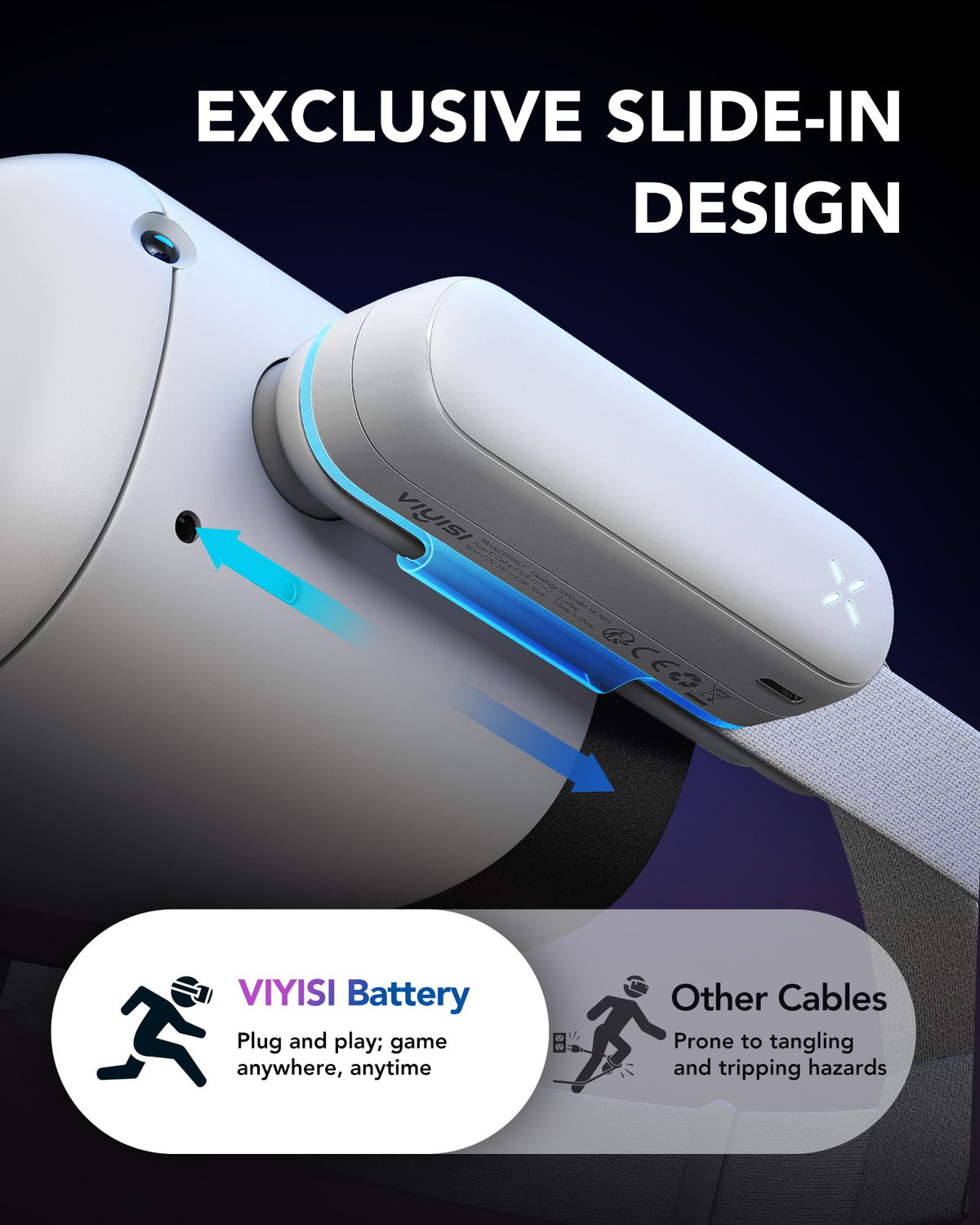 VIYISI Battery Pack for Meta Quest 3/2, 5000mAh VR Charger Accessories | Extended Playtime, Lightweight Power Bank Compatible with Oculus Original & Elite Head Straps, Ideal for Gaming and Travel