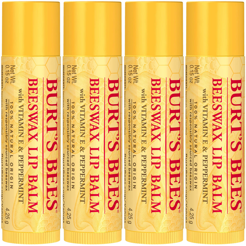 Burt's Bees 100% Natural Moisturizing Lip Balm (Original Beeswax) | Lip Moisturizer with Beeswax, Tint-Free, 100 Percent Natural Origin Conditioning Treatment, Easy to Take Anywhere