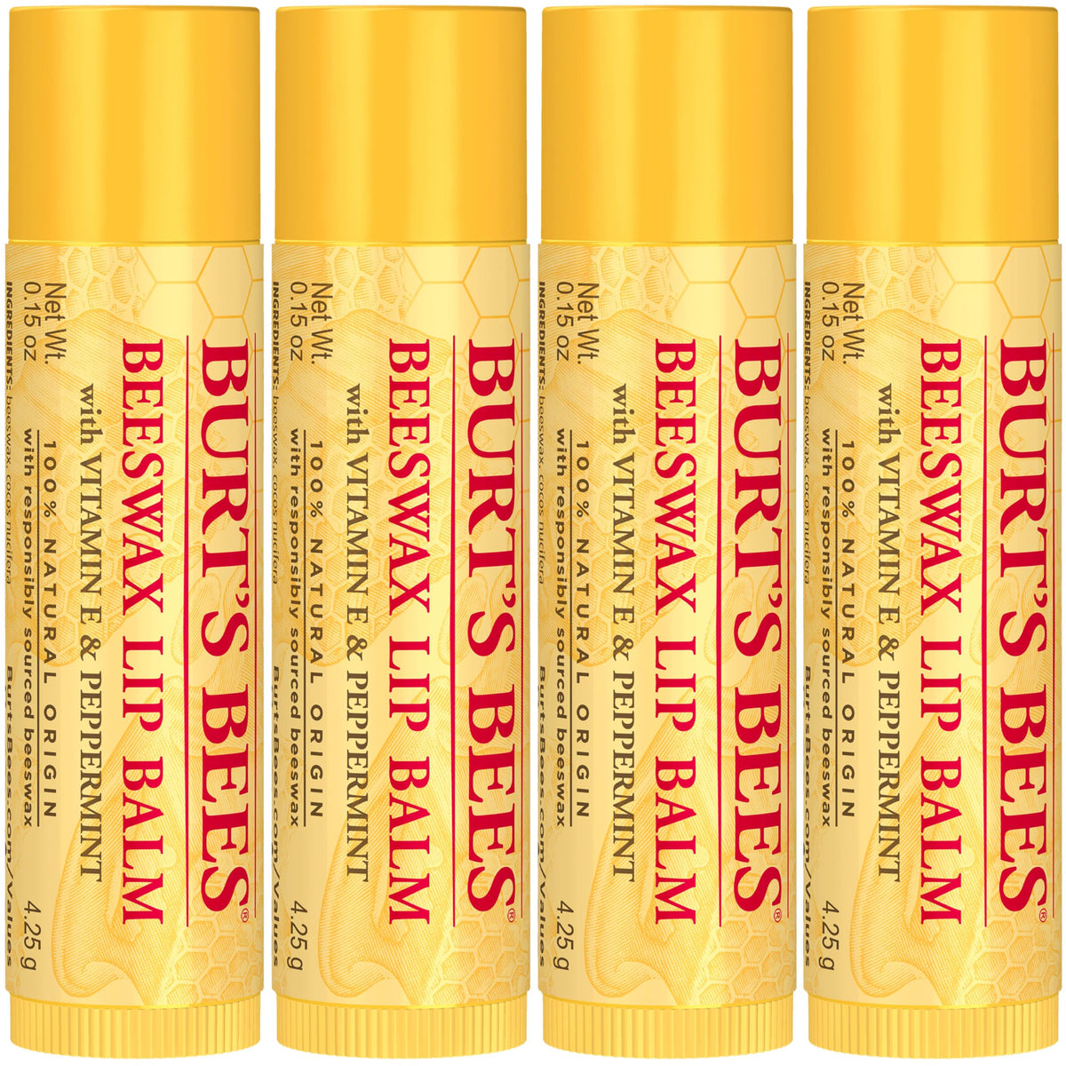 Burt's Bees 100% Natural Moisturizing Lip Balm (Original Beeswax) | Lip Moisturizer with Beeswax, Tint-Free, 100 Percent Natural Origin Conditioning Treatment, Easy to Take Anywhere