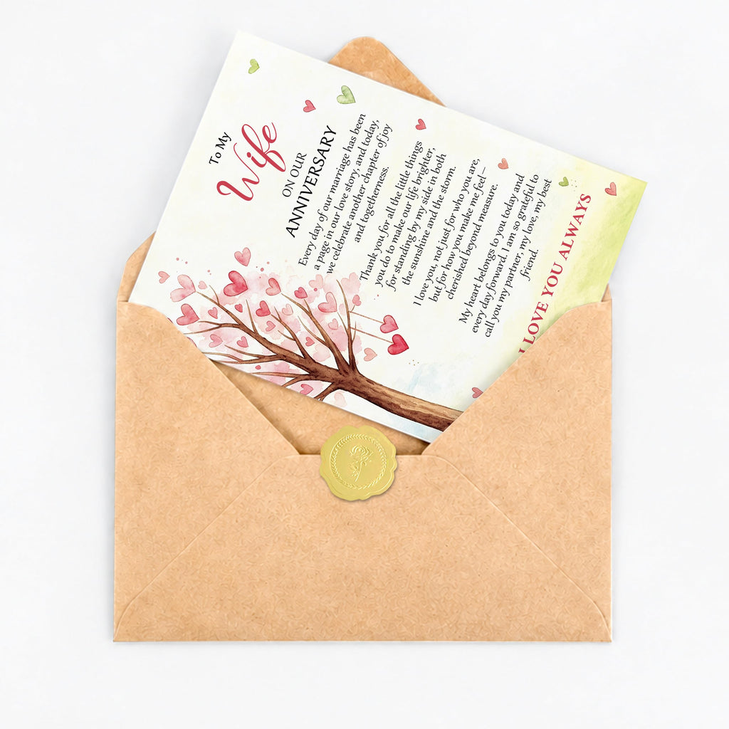 LiuuLi Anniversary Card for Wife,Anniversary Wedding Gifts from Husband | Romantic Wife Anniversary Card with Heartfelt Message,Thoughtful Keepsake Gift for Wedding Anniversary,Love Tree Design