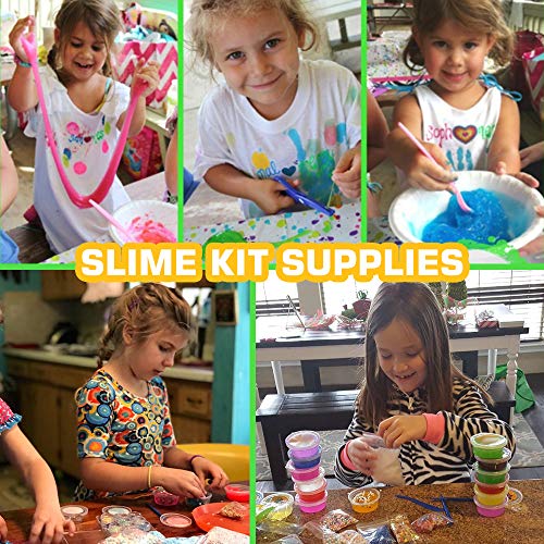 126 Pcs DIY Slime Making Kit for Girls Boys, Ultimate Supplies for Kid | Creative Slime Bulk for Birthday Gifts, sensory play,Include 28 Slime, 2 Glow in The Dark Powder, 48 Bottle Glitter jar etc.