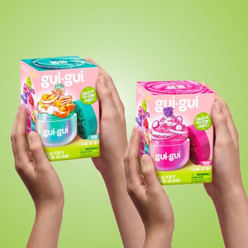 GUI GUI Fruity Glow Slime Kit, Crunch & Gloss Scented Slimes | Includes Gua Sha, Beauty Scoop, charms, booster, and collectible figurine in a slime kit for girls