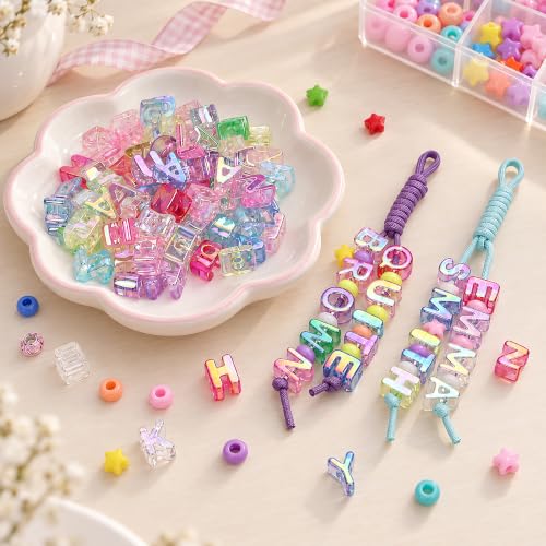 76Pcs Bubble Letter Beads, 20mm Large Hole Beads for Keychains | Each A-Z character appears twice or more, with extra vowels and common characters for names, bag charms and backpacks.