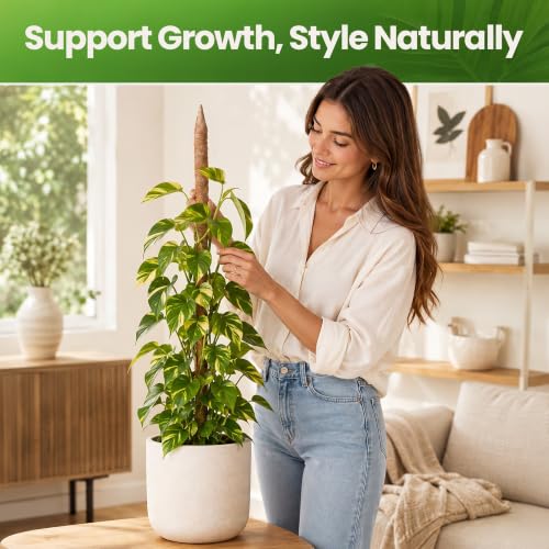 2Pcs 28'' Moss Pole Monstera Plant Support - Plant Stakes for Indoor Plants | Bendable Moss Poles for Climbing Plants, Tall Coco Coir Pole Sticks, Monstera Trellis