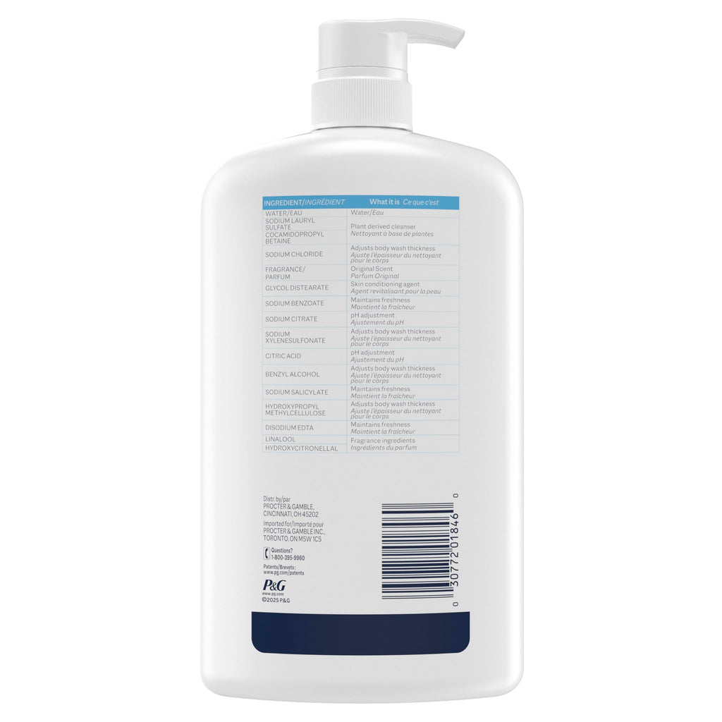 Ivory Body Wash Designed for the Whole Family, Original Scent, 35 fl oz | Gentle Formula for Sensitive Skin | Free of Dyes, Parabens, & Phthalates | Plant-Based Cleaning Power Designed for Skin's pH