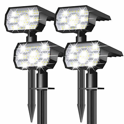 NYMPHY Solar Lights Outdoor Waterproof - 4 Pack (Cool White) | 56 LED 3 Lighting Modes IP68 Waterproof Solar Powered Garden Yard Spot Solar Lights for Outside Landscape