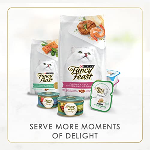 Purina Fancy Feast Grilled Seafood Wet Cat Food, 3 oz Cans, 24-Pack | Variety Pack, crafted with real seafood in savory gravy. Made with no Artificial Colors or Preservatives.