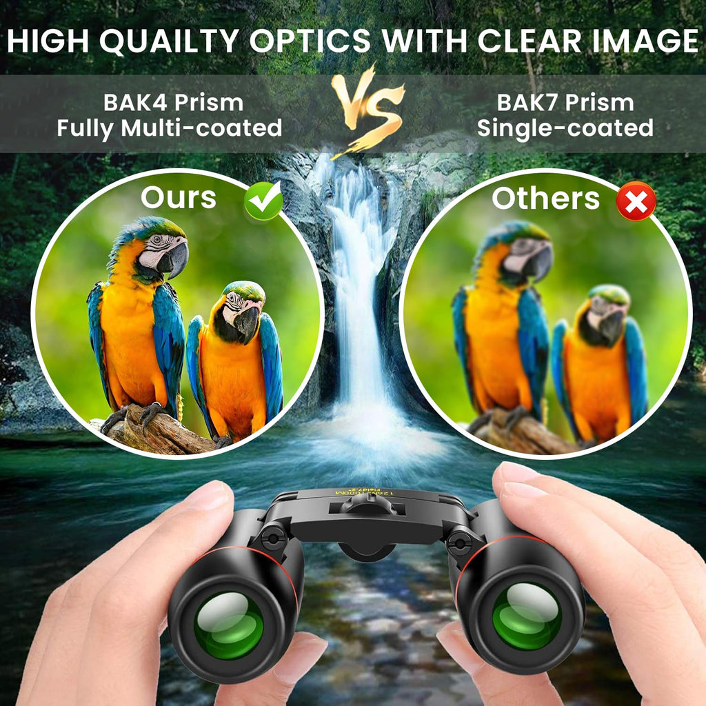 POLDR 12X25 Small Pocket Binoculars Compact for Adults | Mini Portable, Easy Focus, Crystal Clarity for Bird Watching, Concert, Opera, Cruise, Travel, Hiking