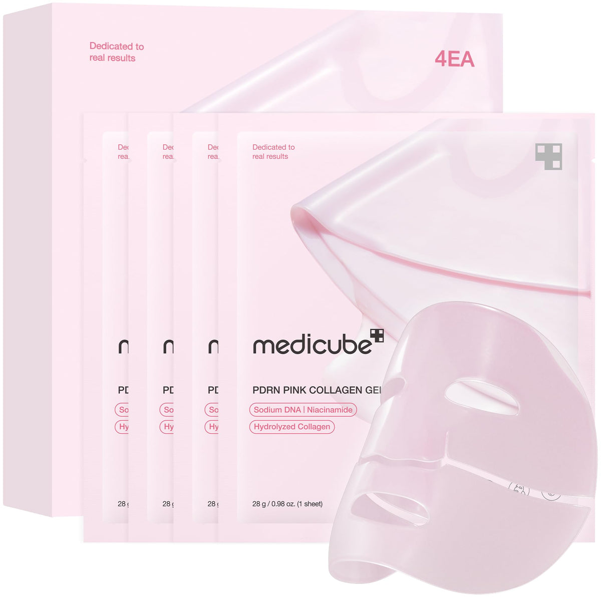 medicube Jelly Gel Mask with Salmon DNA PDRN Pink Collagen, Plump & Hydrate | Overnight Face Mask for Glass Glow Skin - Hydration, Firming, Moisturizing & Elasticity Care, Korean Skincare, 28g x 4ea