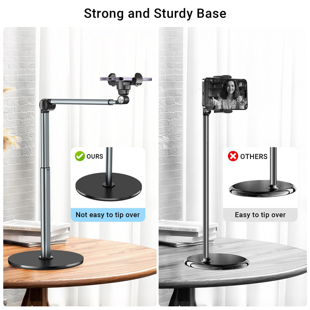 Mionondi Overhead Phone Mount for Video Recording | Aluminum Overhead Tripod for iPhone, Desk Phone Camera Stand for Cooking, Nail Techs, Filming, Live Streaming