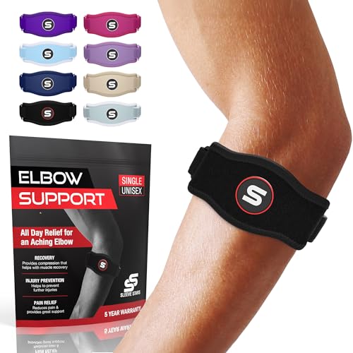 Sleeve Stars Tennis Elbow Brace for Men & Women, Fits 9"-23" (Single/Black) | Adjustable Counterforce Brace, Tennis Elbow Strap for Tendonitis Relief, Golfers Elbow Strap, Forearm Brace, Elbow Wrap