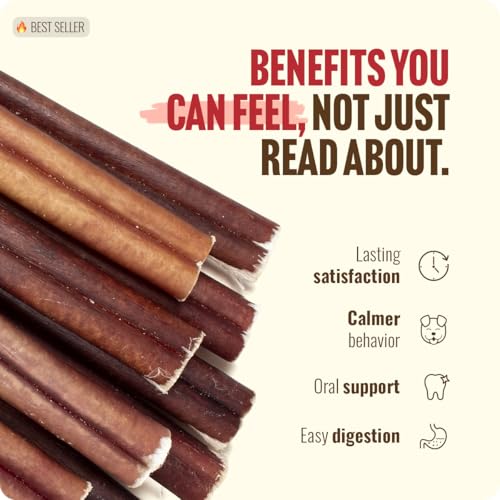 Natural Farm Odor-Free Bully Sticks for All Breeds, 6 Inch, 25 Count | Grass-Fed, Non-GMO, Grain-Free 100% Beef Pizzle. Single-Ingredient, Rawhide-Free, Fully Digestible, Long-Lasting