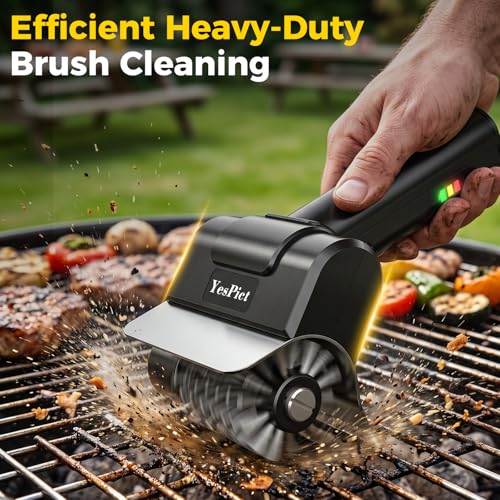 Electric Grill Brush, Cordless Rechargeable Grill Cleaner, BBQ Grill Brush | 1100RPM Cleaning Power, Max 180-Min Runtime, Replaceable Stainless Steel Head, Backyard BBQs, Park Picnics, Tailgates