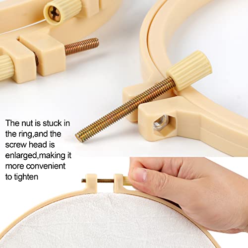 6 Pcs Embroidery Hoop, Round Plastic Cross Stitch Hoop with 16 Needles (3.6In to 10.7 in), Small Embroidery Hoop, Cross Stitch Hoops and Frames, Suitable for Embroidery, Craft Sewing