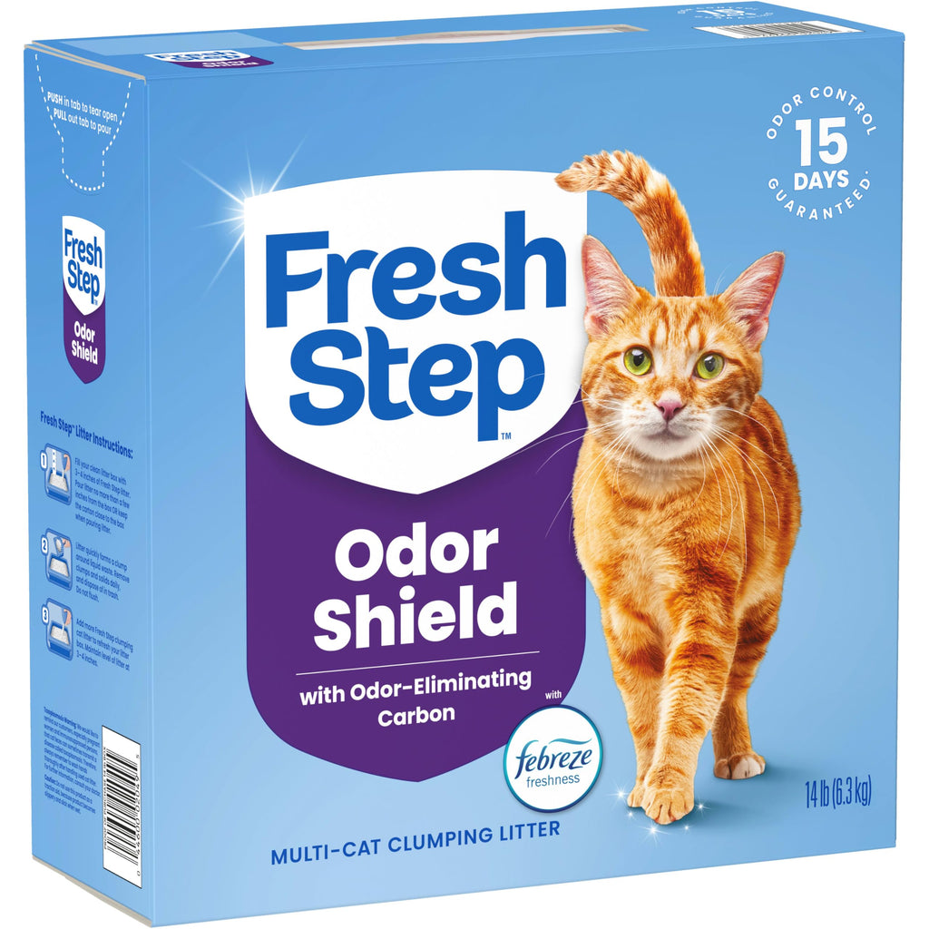 Fresh Step Odor Shield Multi Cat Clumping Cat Litter, 14 lb. | Febreze Freshness, Odor Shield with Ammonia Block Technology, Low Dust, Compatible with Most Automatic Litter Boxes