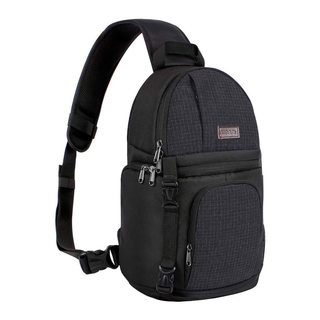MOSISO Camera Sling Bag, Photography Shoulder Bag Compact Camera Backpack | DSLR/SLR/Mirrorless Camera, Quick Access, Tripod Holder, Custom Dividers, Compatible with Canon/Nikon/Sony/Fuji,Black