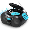 Greadio Portable Boombox CD Players for Home with Bluetooth, Stereo Sound | FM Radio CD Player, Simple Controls, CD/CD-R/RW, Compact, AC/Battery Power, USB & AUX Input Playback, Sleep Timer (Black