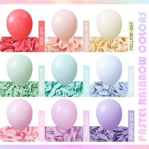 PartyWoo Pastel Balloons 100pcs Pastel Rainbow Balloons 12 Inch | Baby Shower Gender Reveal Engagement Bachelorette Easter Bridal Anniversary Retirement Party Decorations