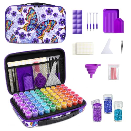 ZORETCO Diamond Painting Storage Case, 60 Slots Diamond Art Kits for Adults | Portable Bead Organizer Box, Diamond Art Supplies Storage for Rhinestones, Gem, Diamond Painting Accessories and Tools