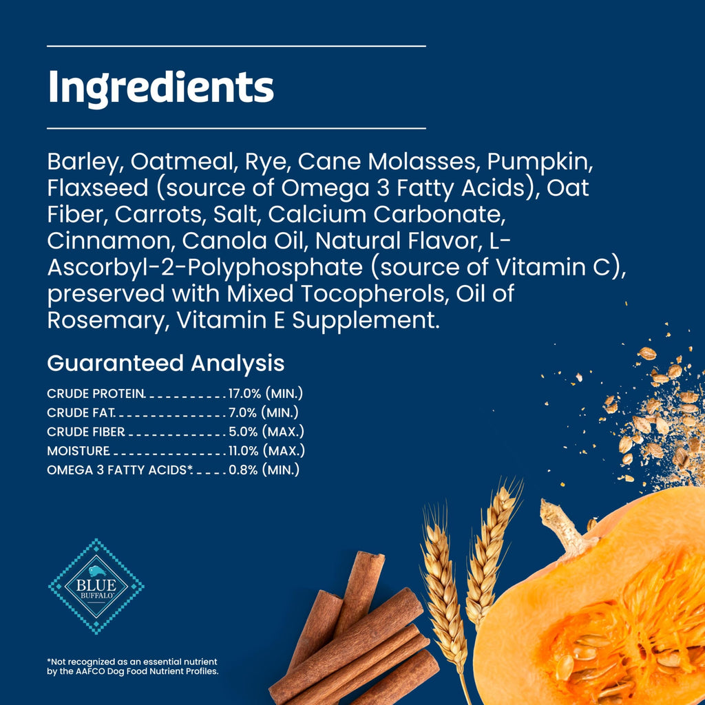 Blue Buffalo Health Bars Pumpkin & Cinnamon Dog Biscuits, 16 oz | Oven-Baked, Crunchy Texture, No Chicken By-Product, Corn, Wheat, or Soy
