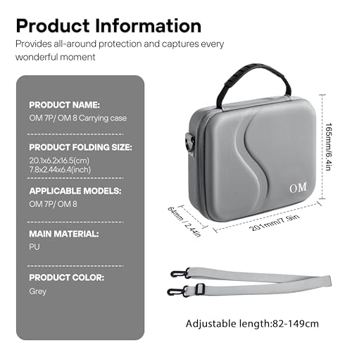Osmo Mobile 8/7P Case, Portable PU Shoulder Bag for DJI OM 7/7P/8 | Travel Carrying Case, for DJI Osmo Mobile 8/7/7P Gimbal Stabilizer and Accessories, Not for OM8P